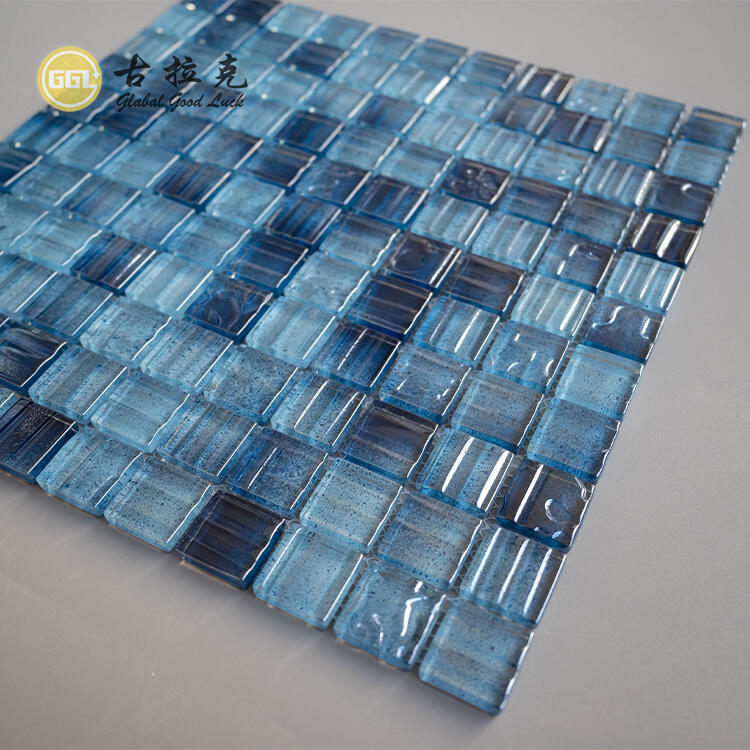 Wall Decor Backsplash Bathroom Designs Mix Blue Glass Mosaic Tile