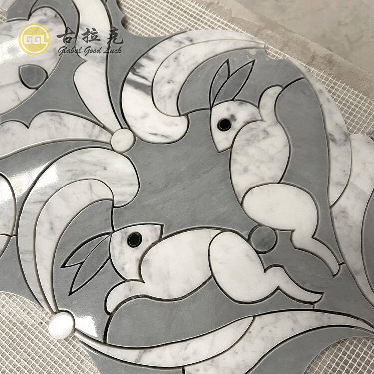 Rabbit Shape Pattern Marble waterjet Mosaic Marble Tile 