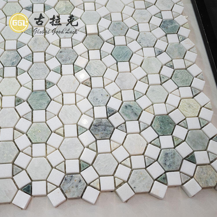 Big Round Pattern Marble Mosaic Tile Two Surface Colorful Tile For Home/Villa Floor And Wall Decor