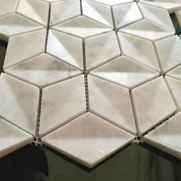 Carrara White Marble Hexagon Marble Mosaic Tile for Bathroom Wall