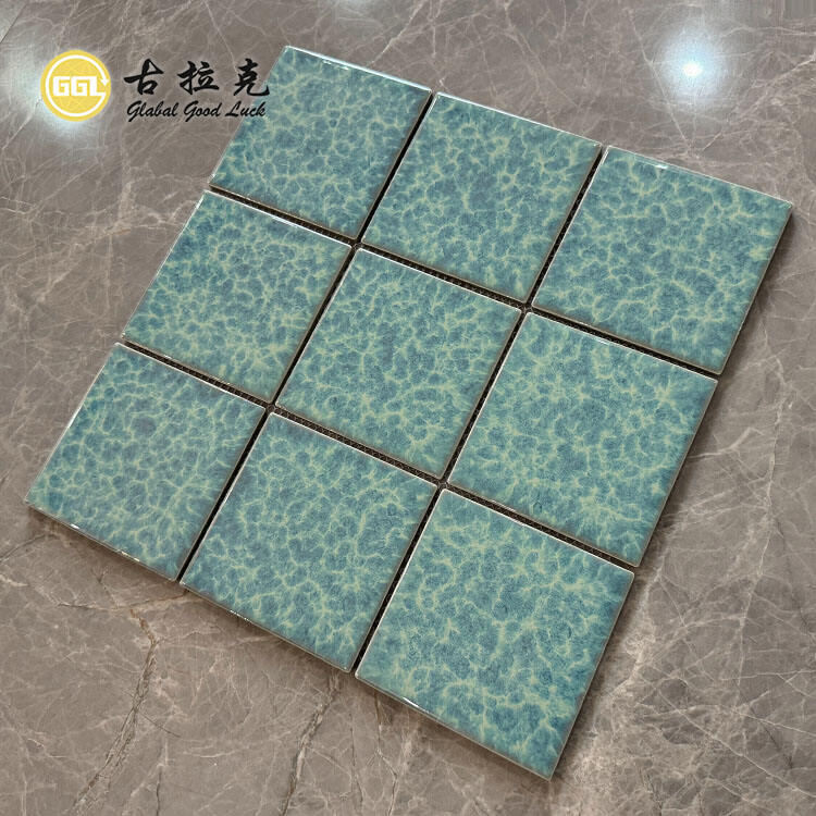 Kiln-surface Green Ceramic Mosaic Floor Wall Pool Bathroom Kitchen Tile