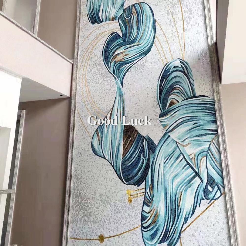 Customized Art Wall Mural Glass Mosaic Tile Design Mural Mosaic