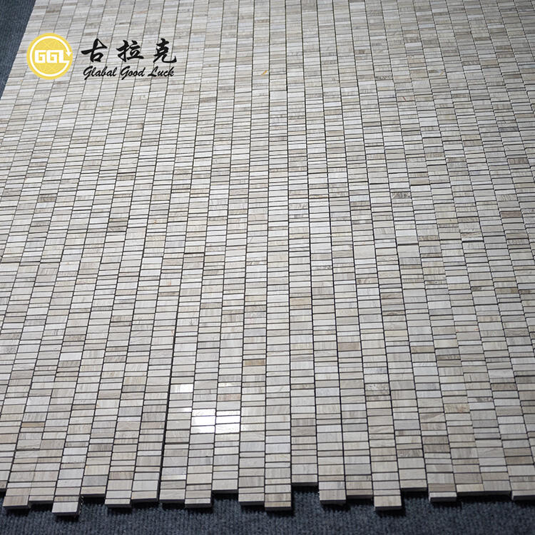 Wood Grain Marble Random Strip Mosaic Tile Home Wall Flooring 