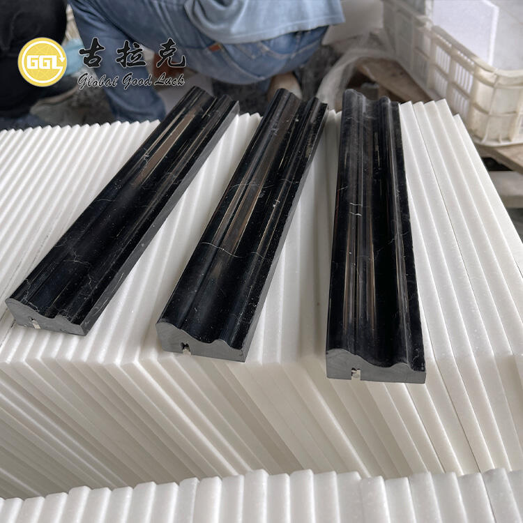 Nero Marquina Black Marble Trim Skirting Baseboard Crown Moulding