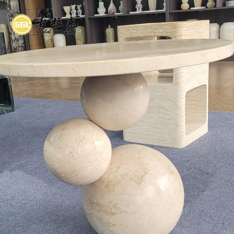 Luxury Style Custom Design Natural Stone Yellow Marble Living Room Coffee Table for Decoration