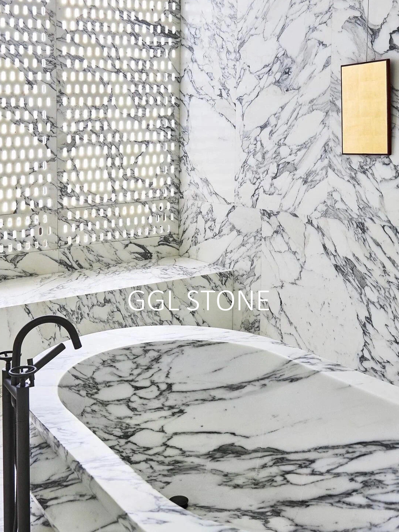 Statuario Marble : Double Duty for Bathroom & Staircase
