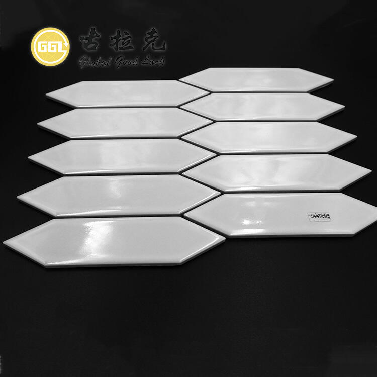 Glossy Long Hexagon White Mosaic Ceramic Tiles for Wall and Floor