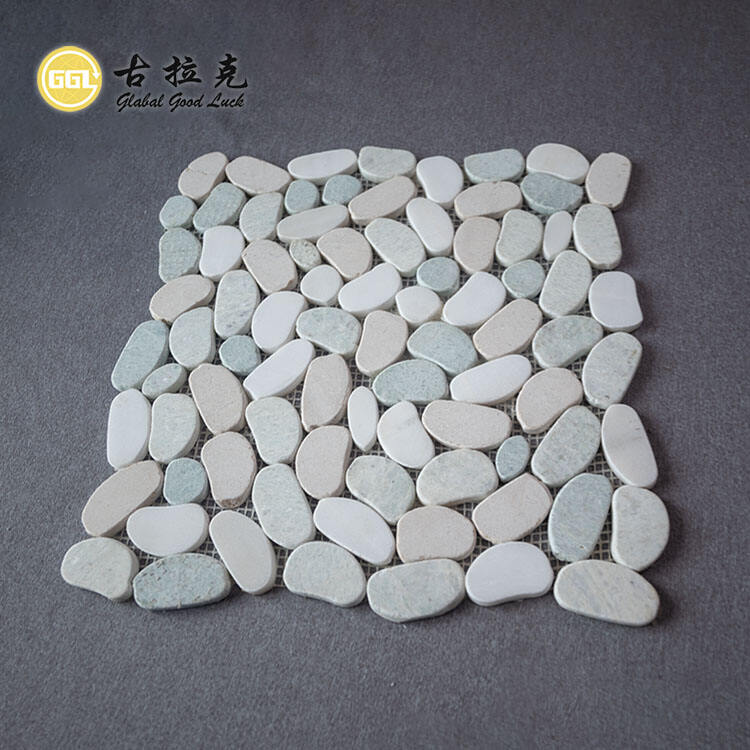 Irregular Round Wall Decoration Tumbled Design Marble Mosaic Tiles