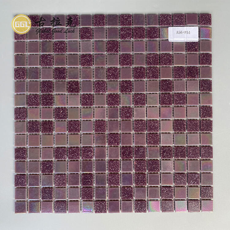 Dark Purple Mix Pink Glass Mosaic Tile Interior Wall Decor