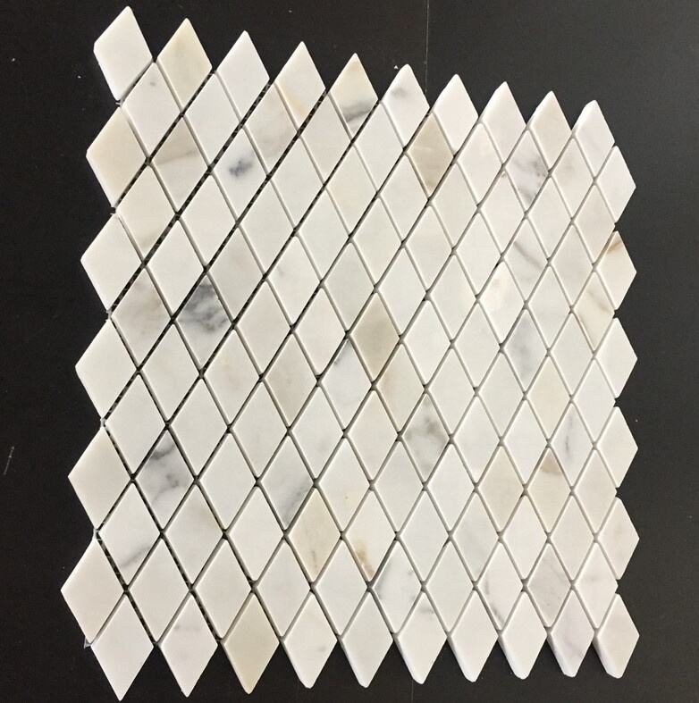 Rhombus Shape Tile Oriental White Marble Mosaic Tile For Bathroom /Kitchen /Wall Floor Decor