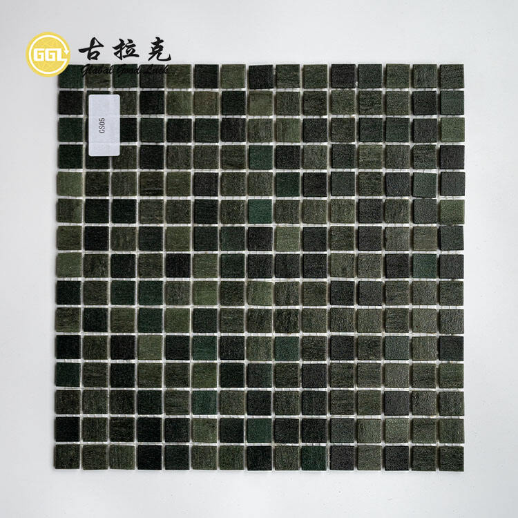 Hot Melt Iridescent Dark Green Glass Mosaic Swimming Pool Tile