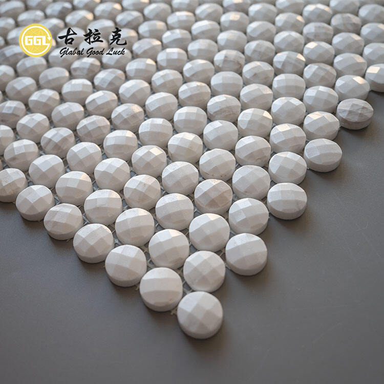 Diamond Surface Design Ariston White Marble Mini Round Shape Marble Mosaic Tiles