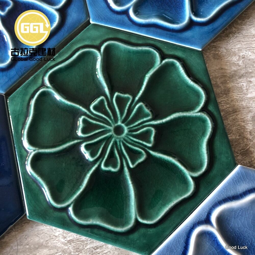 Hexagon Tile Mosaic Home Villa Ceramic Mosaic Art Flower Tiles