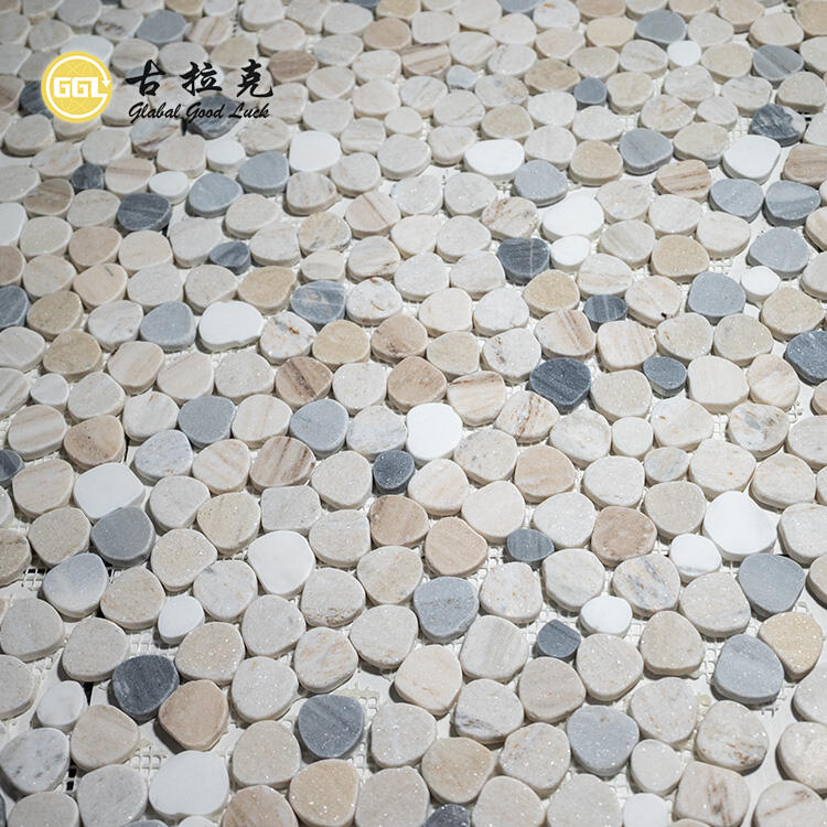 Riverstone Round Stone Mosaic Tile for Wall Garden Flooring Decor
