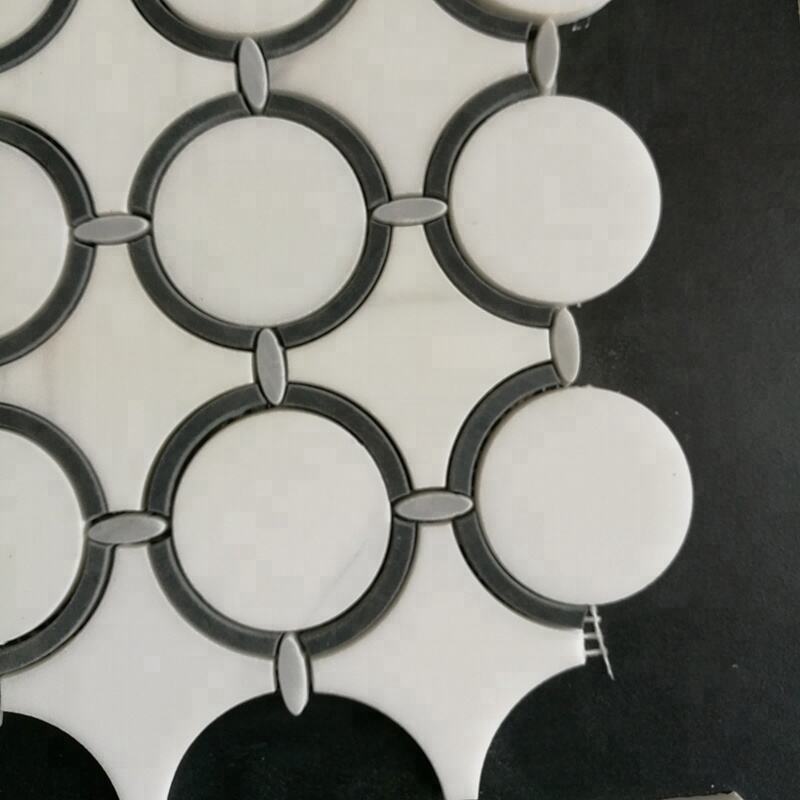Round Shape Marble Natural Stone Polish Bathroom Waterjet Mosaic Wall Tile