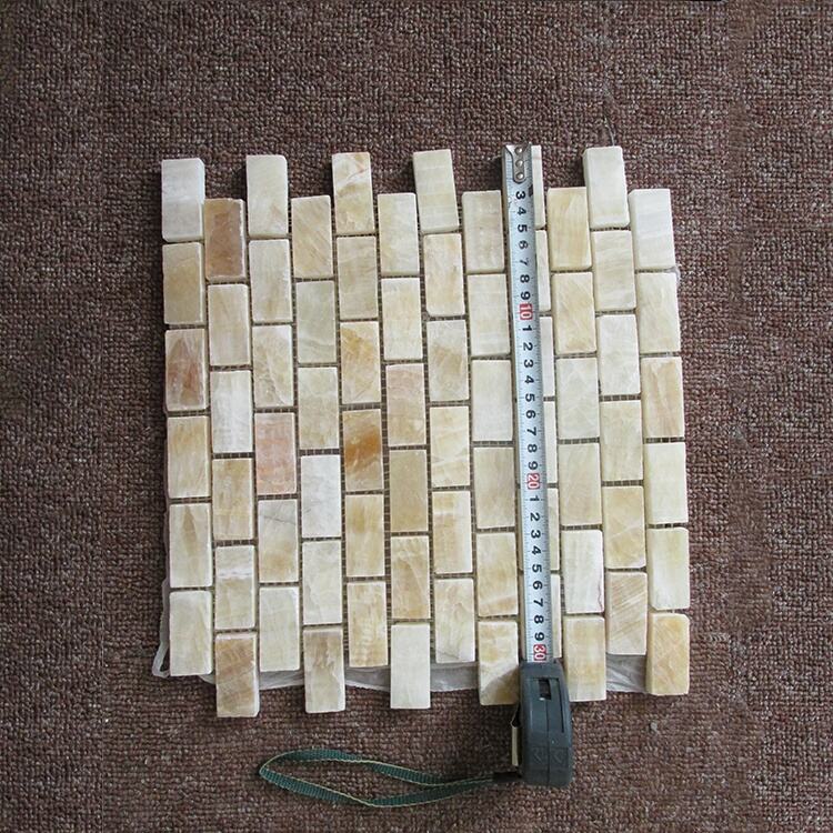 Nature Marble Honey Onyx Brick Strip Marble Mosaic Tile 