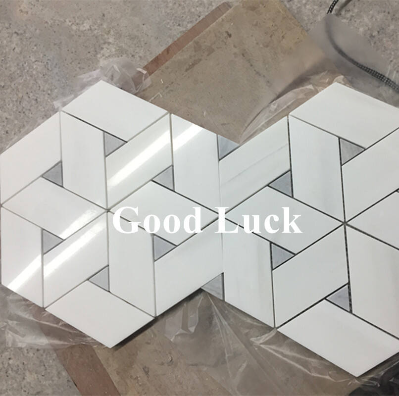 Hexagon Mosaic Unique Mosaic Tile White Natural Marble Mosaic Tile