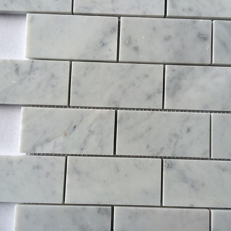 Carrara White 2x4 дюймдік кірпіш мәрмәр мозаикалық плиткалар Жоғары сапалы жанрлық мозаика