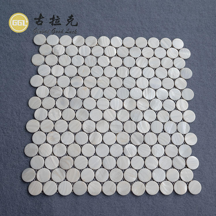 White Penny Round White Mother Of Pearl Tiles Shell Mosaic