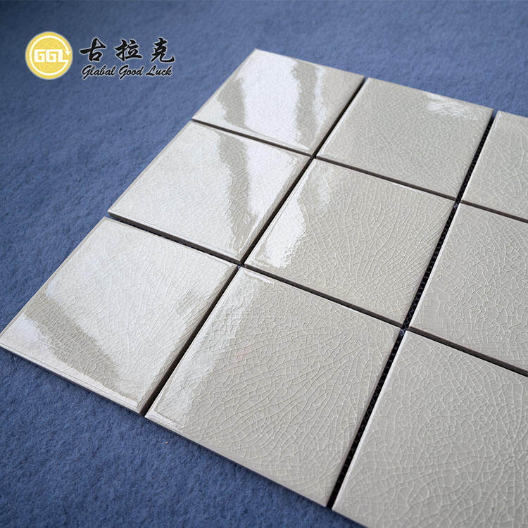 Mosaic Tile White Polished Glazed Ice Crack Ceramic Tile 