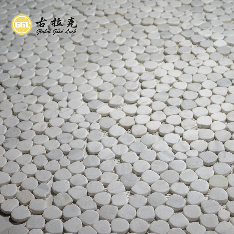 Natural White Marble Tumbled Mosaic Tile for Interior  Floor Wall Decoration