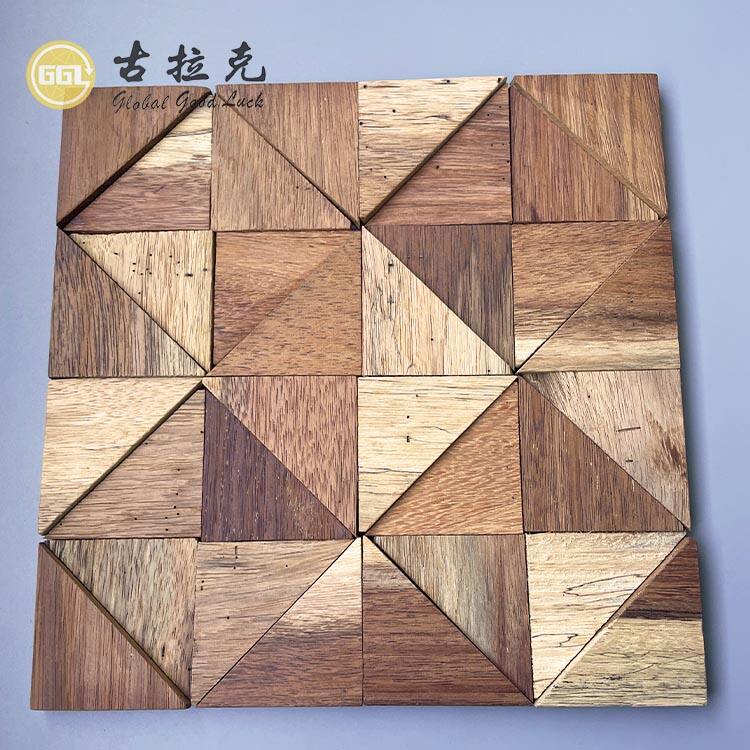 Square Wood Mosaic Tiles Rustic Parquet Design Interior Wall Tile