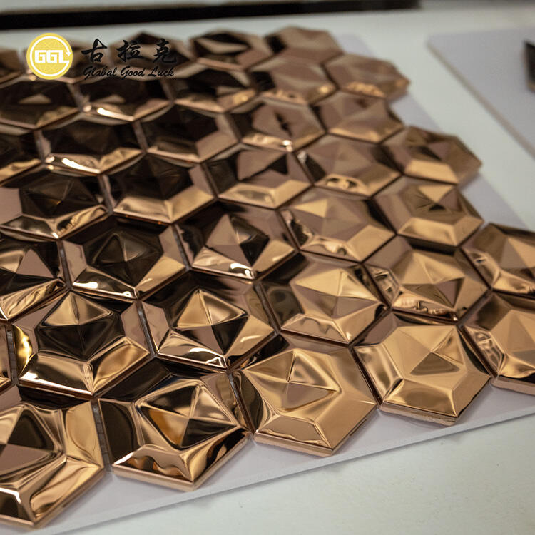 3D Hexagon Background Solid Metal Mosaic Tile