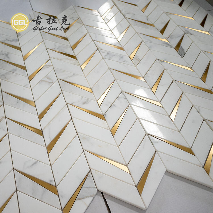 Card Gold & Copper Herringbone Tiles