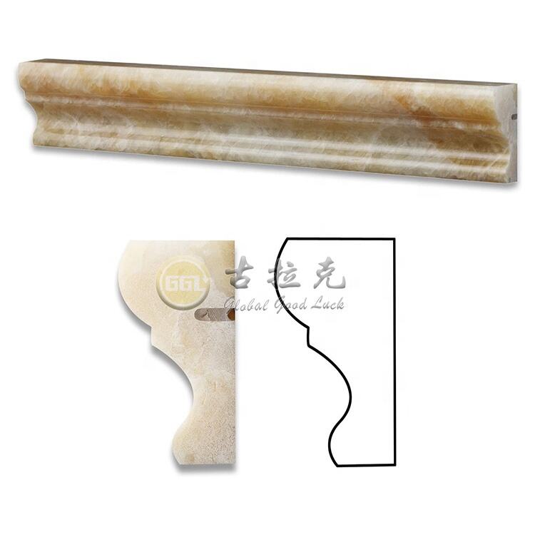 Yellow Onyx Marble Chair Rail Trim Skirting Tile Crown Moulding Decor
