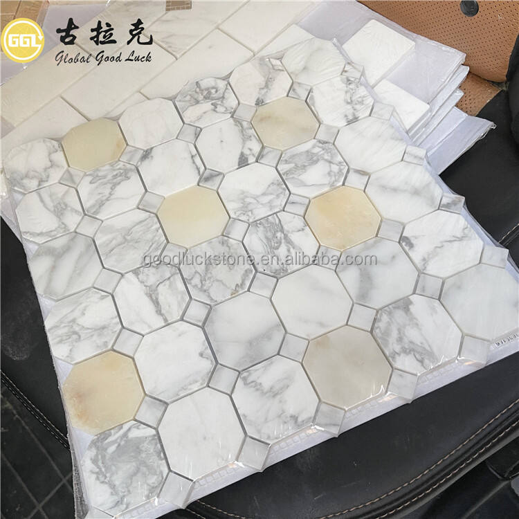 Calacatta Gold Marble Octagon Shape Marble Mosaic For Floor/Wall Tiles