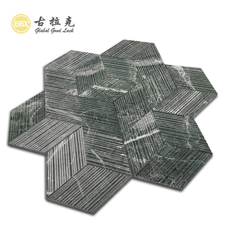 Dark Green Hexagon Shape Marble Mosaic for Floor and Wall Tiles