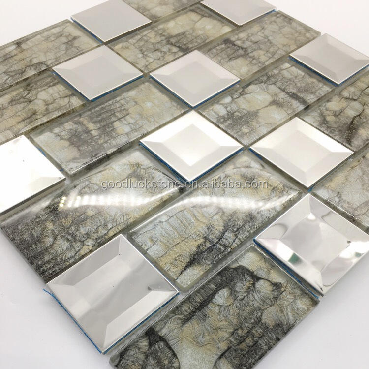 High Quality Mirror Surface Stone Pattern Glass Mosaic Tile for Various Wall