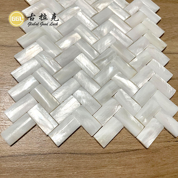 Herringbone Mother of Pearl Shell Tiles Mosaic For Interior Decoration