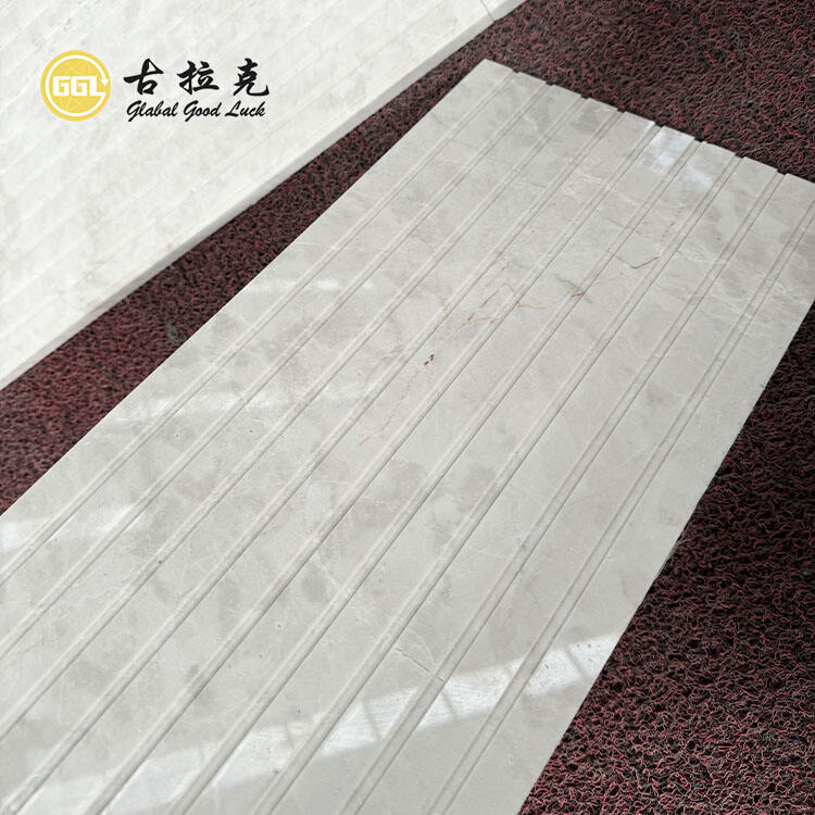 White Marble Bathroom Shower Fluted Tile Non-Slip Floor Tile