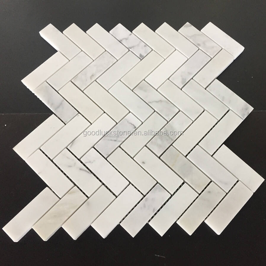 Calacatta Gold Herringbone Marble Stone Mosaic for Decorative Kitchen