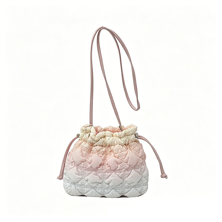 Gradient Quilted Cloud Drawstring Crossbody Bag Lightweight Mini Purse for Dating Daily Travel