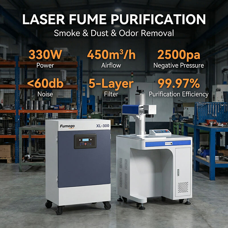 Fumego 330W High Efficiency Air Cleaner Strong Suction Purifier for Laser Marking Machine Effective in Removing Smoke and Odor