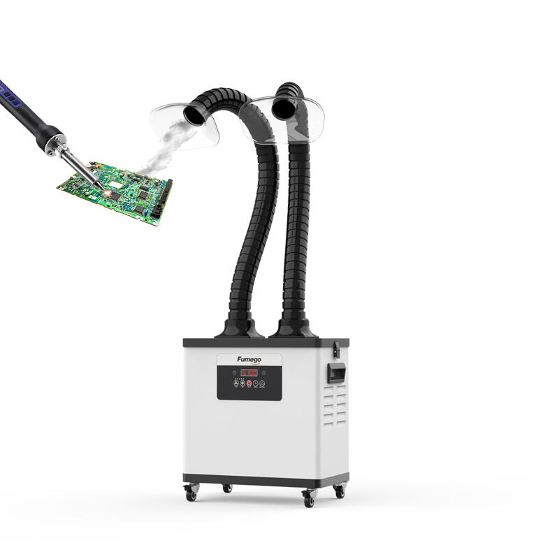 Fumego DX1002 Portable 200W Double Suction Head Fume Extractor HEPA Filter Cleaning Equipment 99.97% Efficiency for Soldering Smoke and Dust Removal