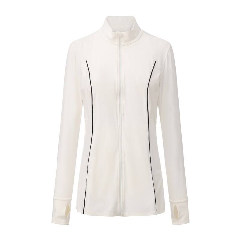 Women's Performance Long line Jacket - Moisture-Wicking Knit Hoodie with Contrast Piping