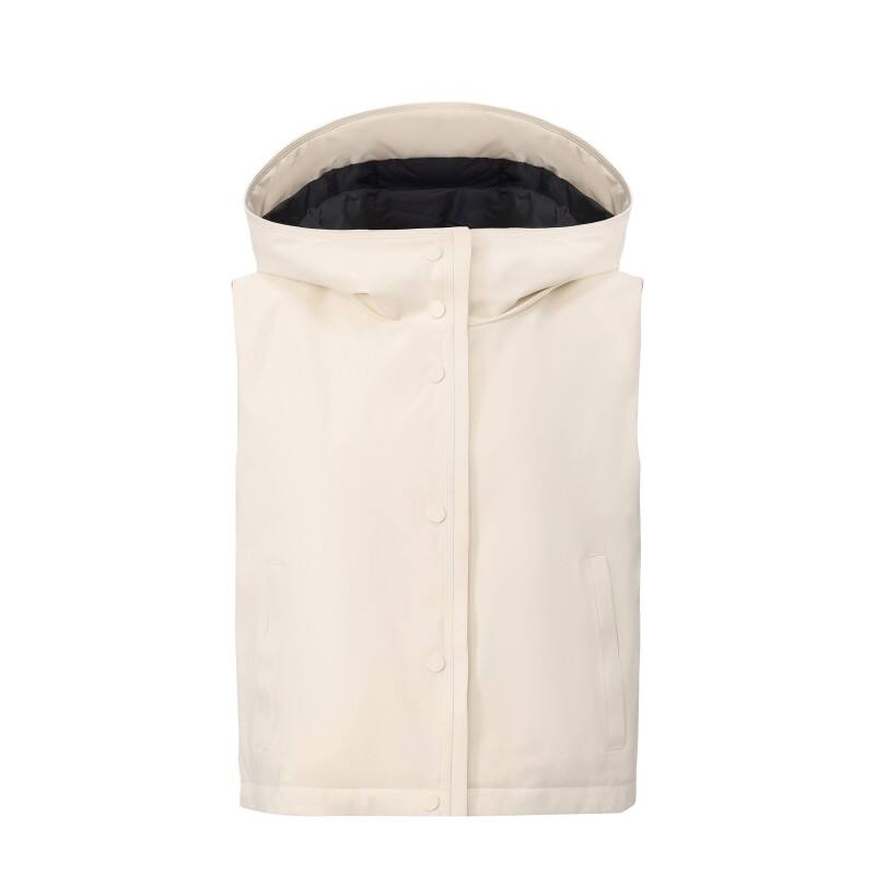 Women's Lightweight Padded Vest - Minimalist Hooded Quilted Gilet with Snap Front