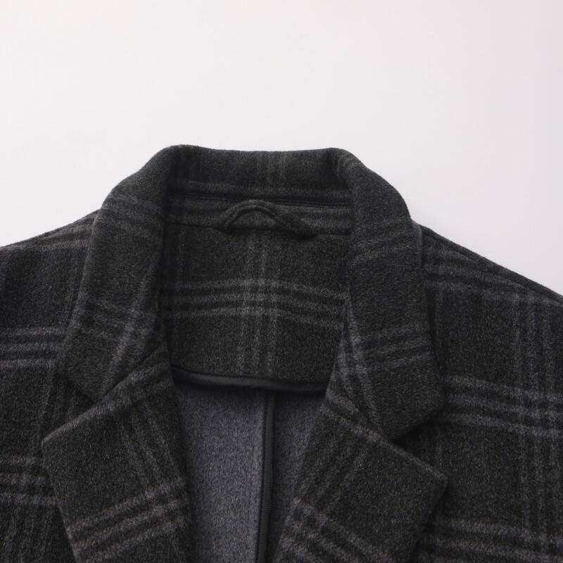  Men's Classic Plaid Wool-Blend Coat - Stylish Urban Commuter Overcoat