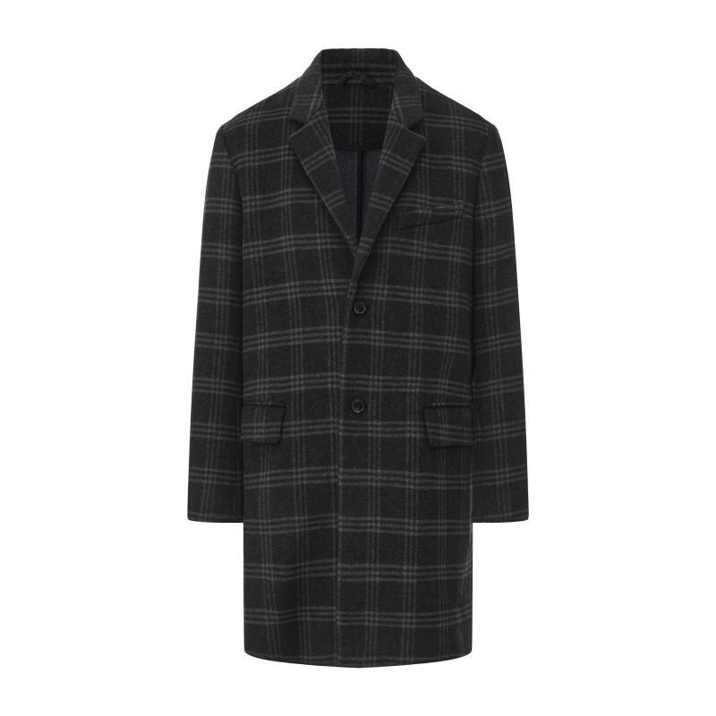  Men's Classic Plaid Wool-Blend Coat - Stylish Urban Commuter Overcoat