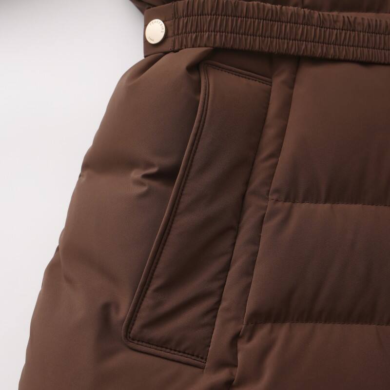 Women's Fur trim Puffer Jacket - Minimalist Stand-Collar Down Coat with Matte Finish