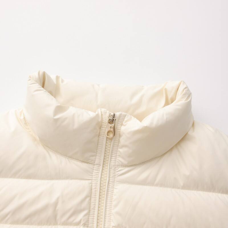 Women's Hybrid Down Jacket - Slim-Fit Knit Paneled Puffer with Stand Collar