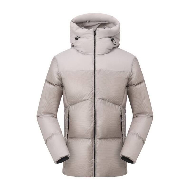 Men's Silver Metallic Puffer Down Jacket -  Insulated Winter Snow Coat 