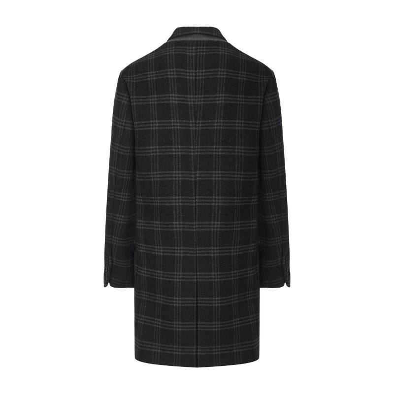  Men's Classic Plaid Wool-Blend Coat - Stylish Urban Commuter Overcoat