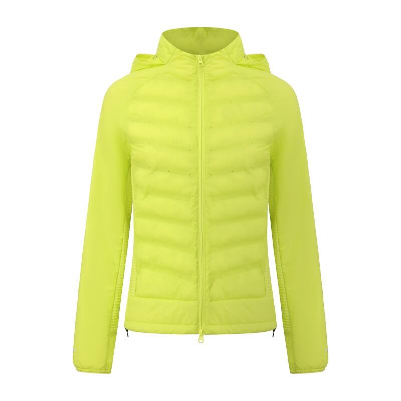Women's Hybrid Down Jacket - Lightweight Insulated Puffer with Rib-Knit Side Panels