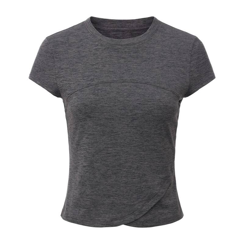 Women's Performance Yoga Tee - Moisture-Wicking Short Sleeve with Cross-Wrap Hem