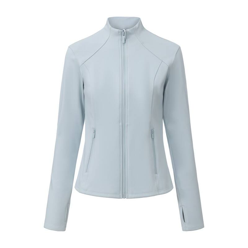 Women's Performance Full-Zip Jacket - Slim-Fit Sculpting Yoga Layer with Thumb holes