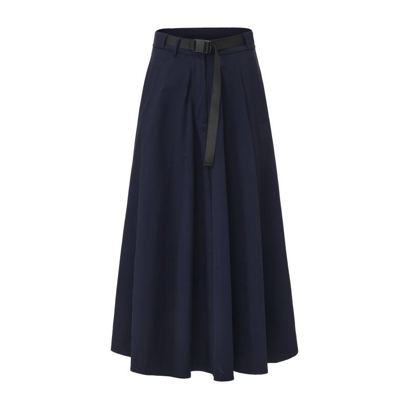 Women's Technical A-Line Maxi Skirt - Water-Repellent Utility Skirt with Integrated Buckle Belt
